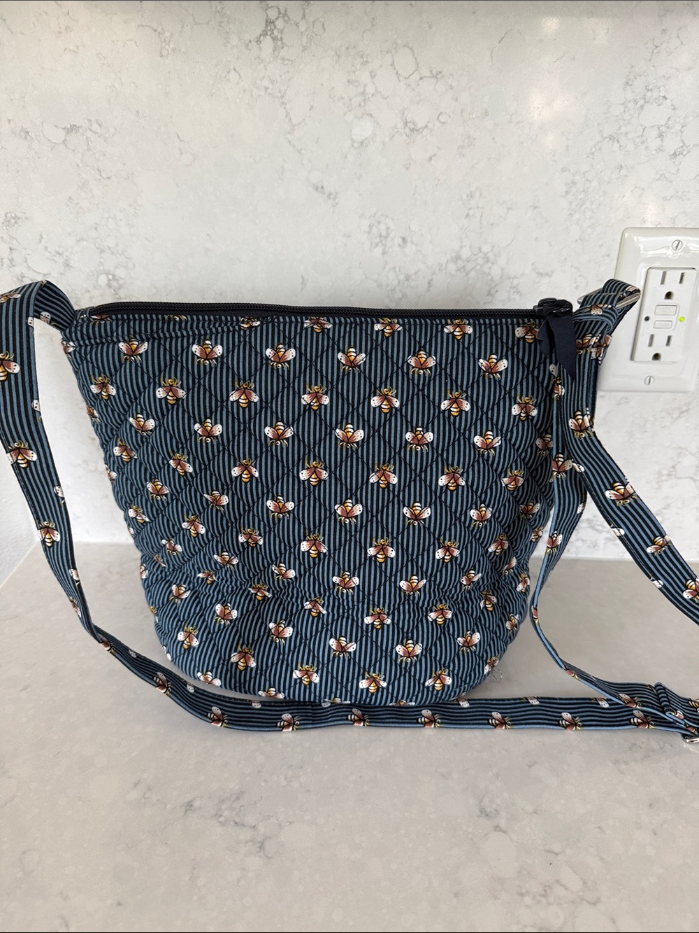Vera Bradley Navy Striped Floral Crossbody Bag